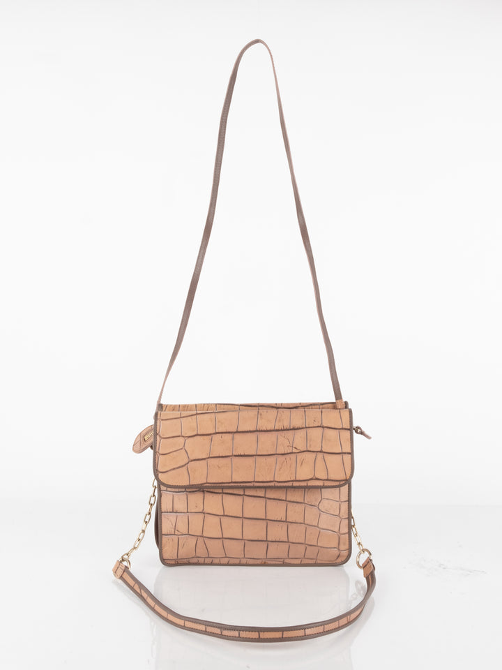 Brown Crocodile Crossbody Bag