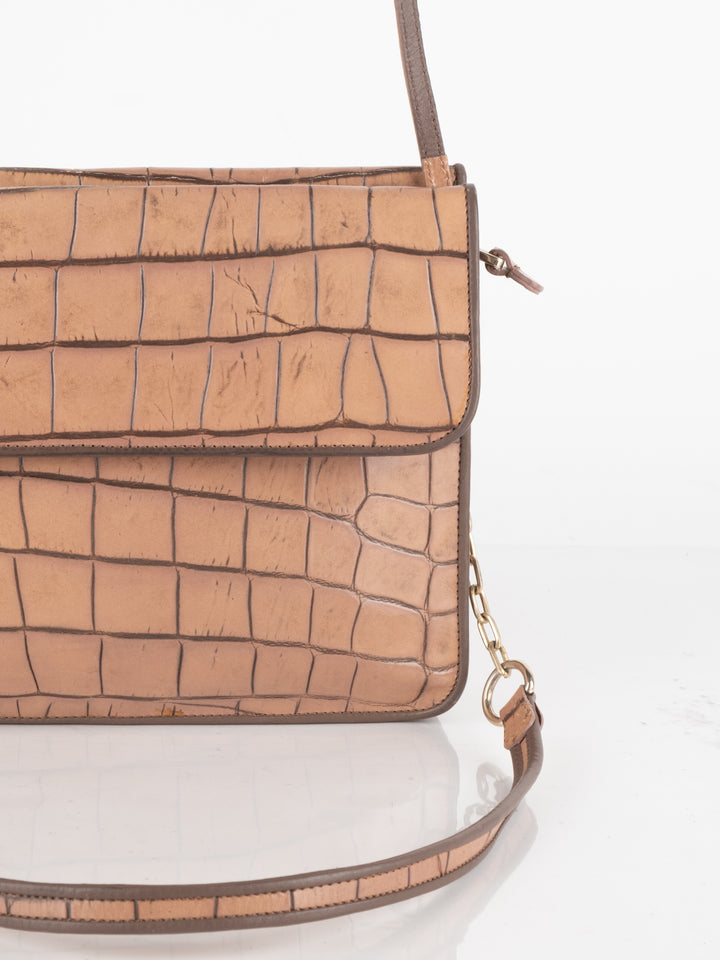 Brown Crocodile Crossbody Bag