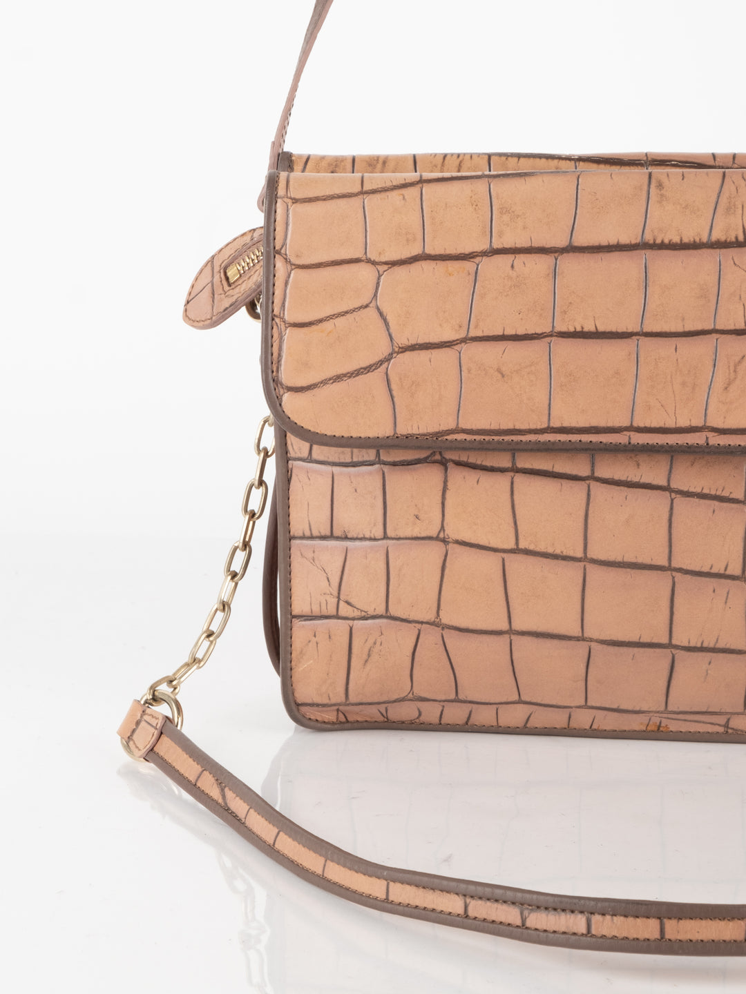 Brown Crocodile Crossbody Bag