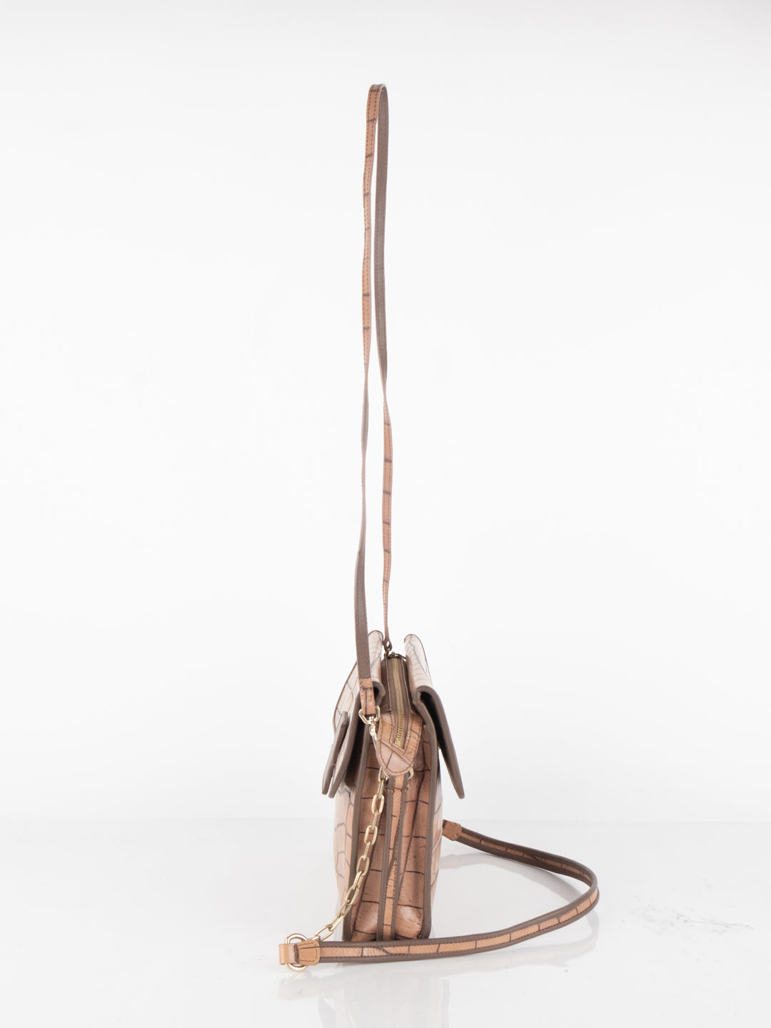 Brown Crocodile Crossbody Bag