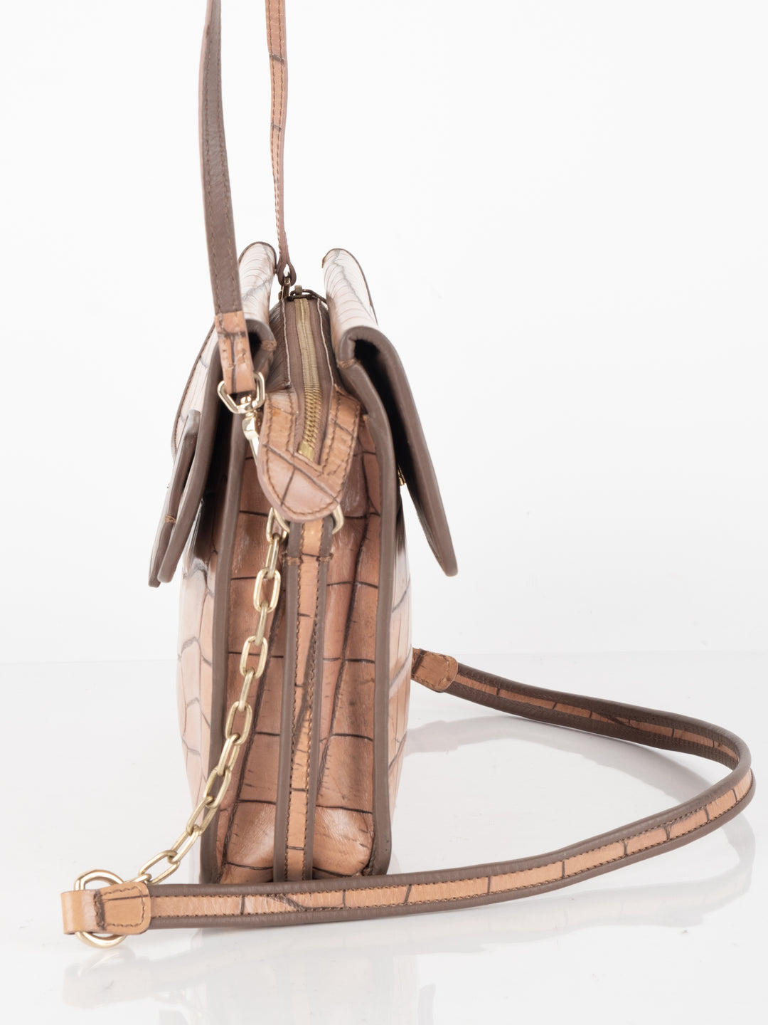 Brown Crocodile Crossbody Bag