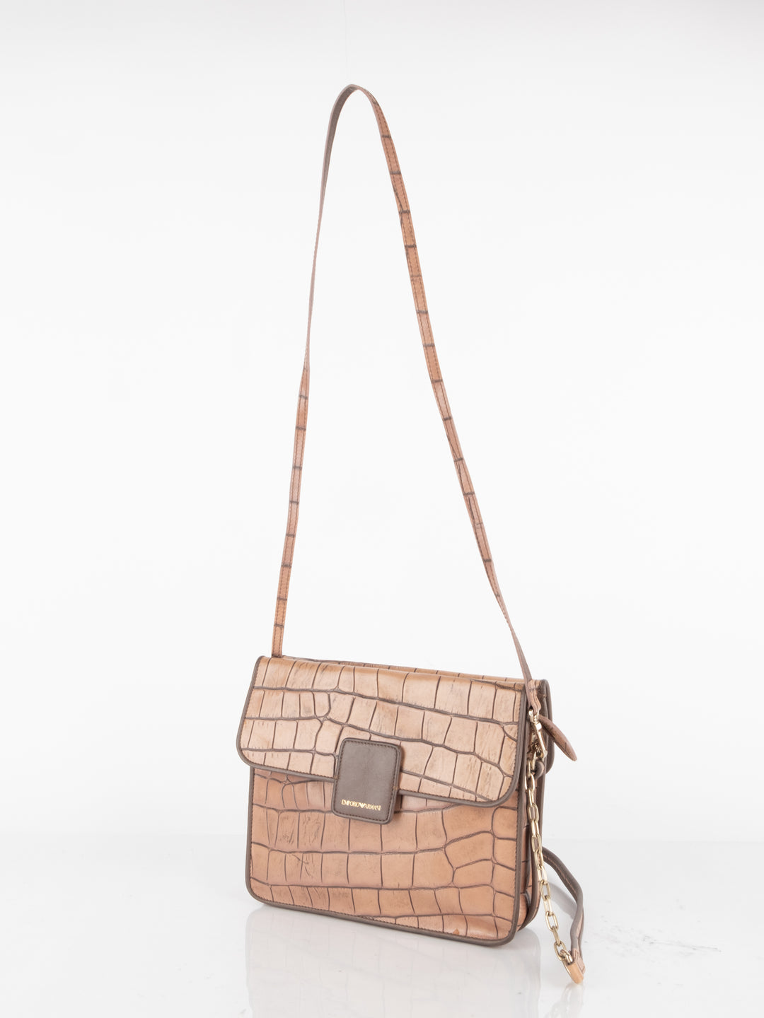 Brown Crocodile Crossbody Bag