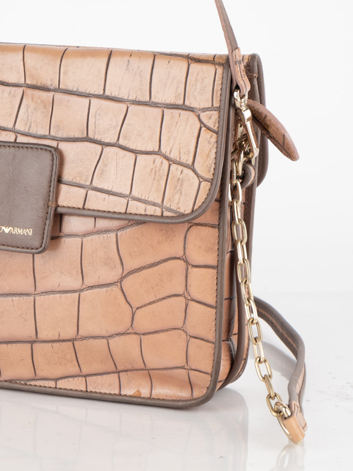 Brown Crocodile Crossbody Bag