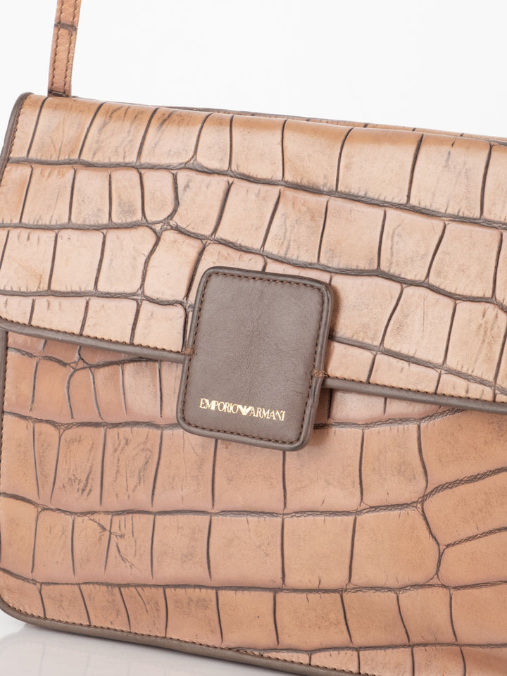 Brown Crocodile Crossbody Bag