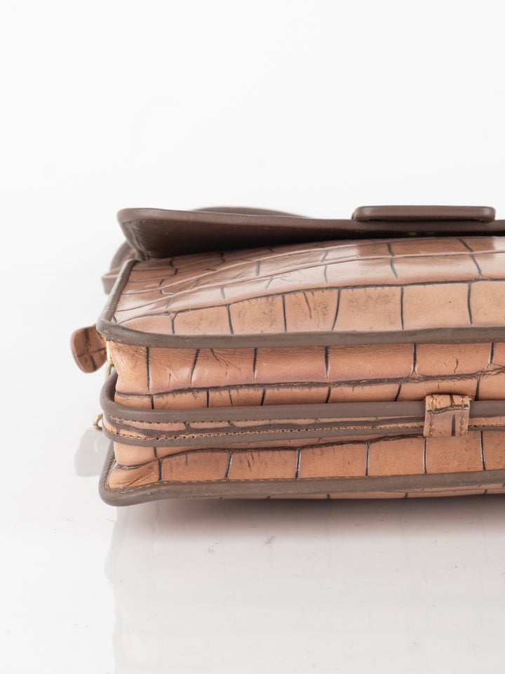 Brown Crocodile Crossbody Bag