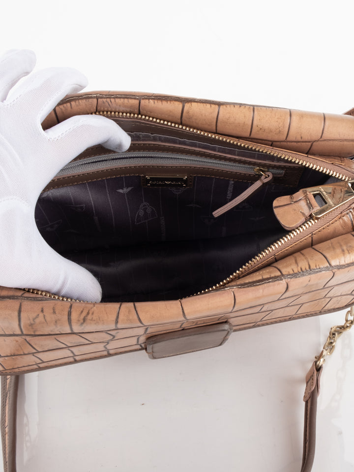 Brown Crocodile Crossbody Bag