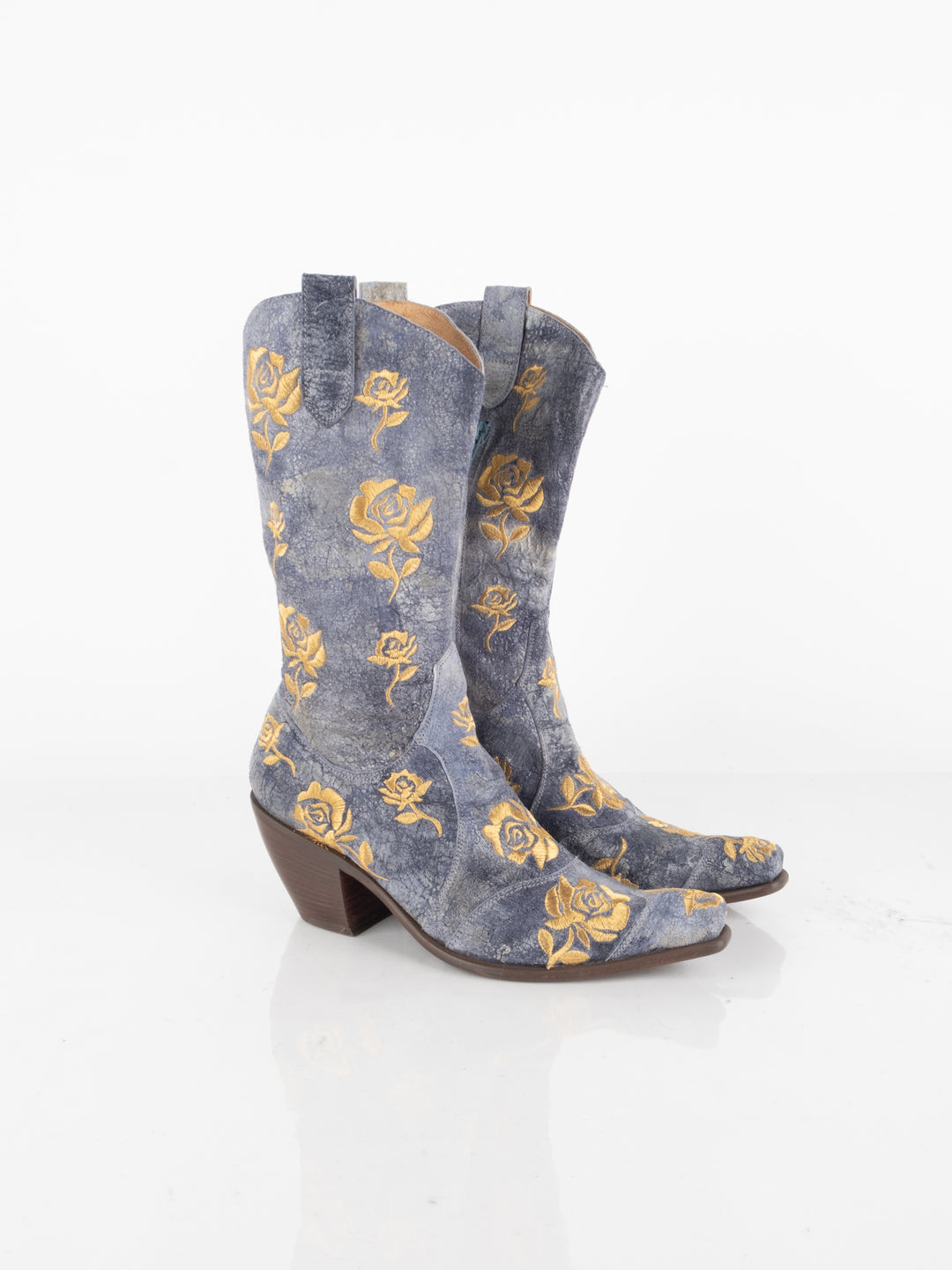 Blue Flowered Boots