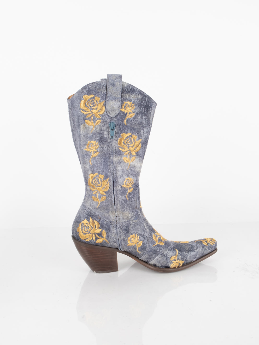 Blue Flowered Boots