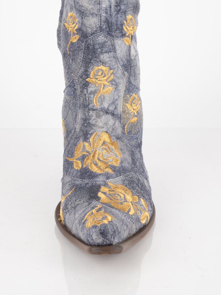 Blue Flowered Boots