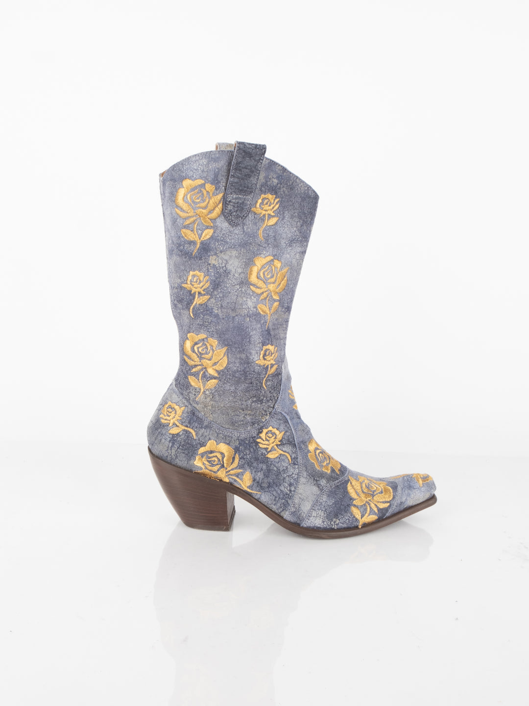 Blue Flowered Boots