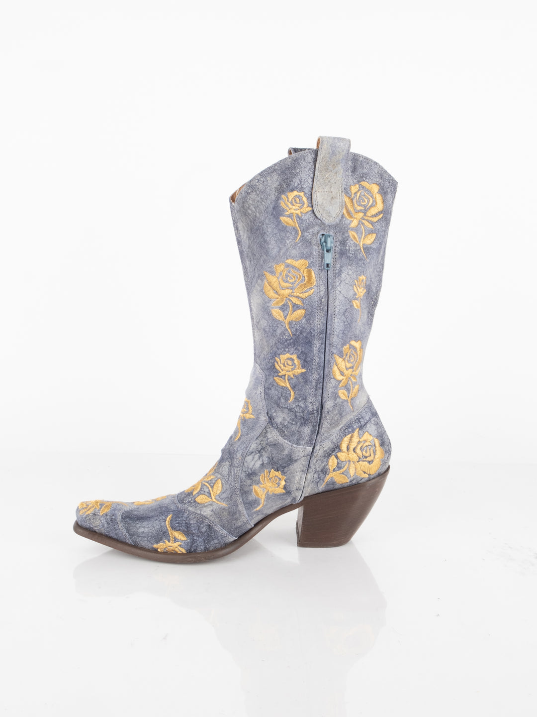 Blue Flowered Boots