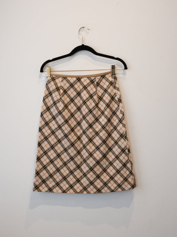 Beige Nova Check Skirt