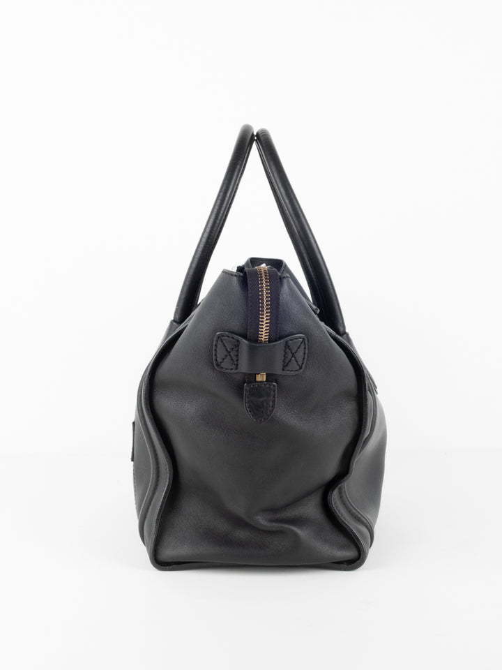 Black Leather Luggage Bag