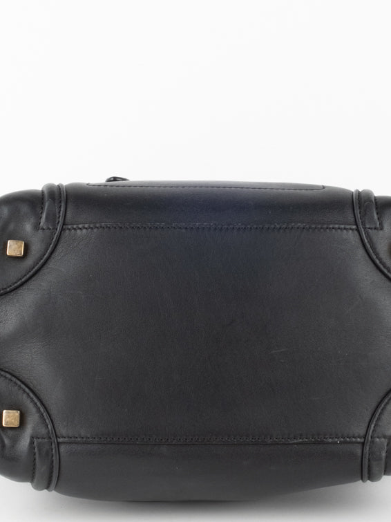 Black Leather Luggage Bag