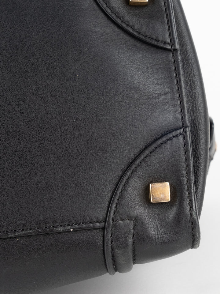 Black Leather Luggage Bag