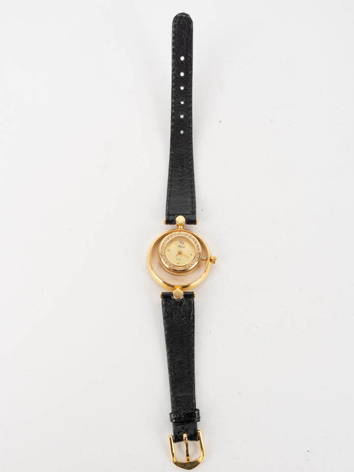 Vintage - Spine Black Leather Watch