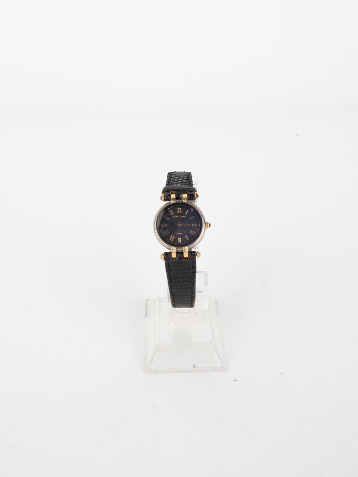 Vintage - Black Leather Gold Watch