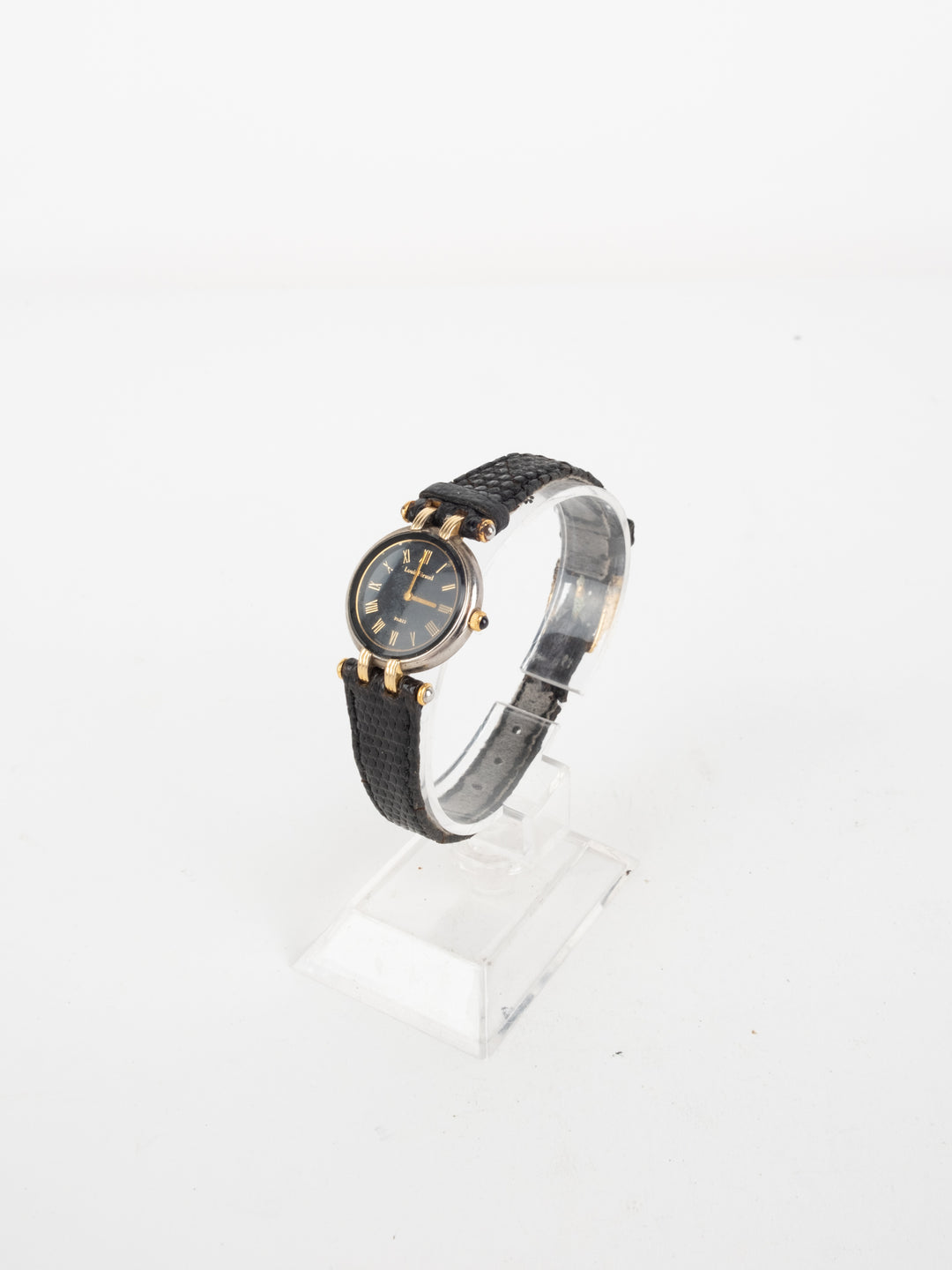 Vintage - Black Leather Gold Watch