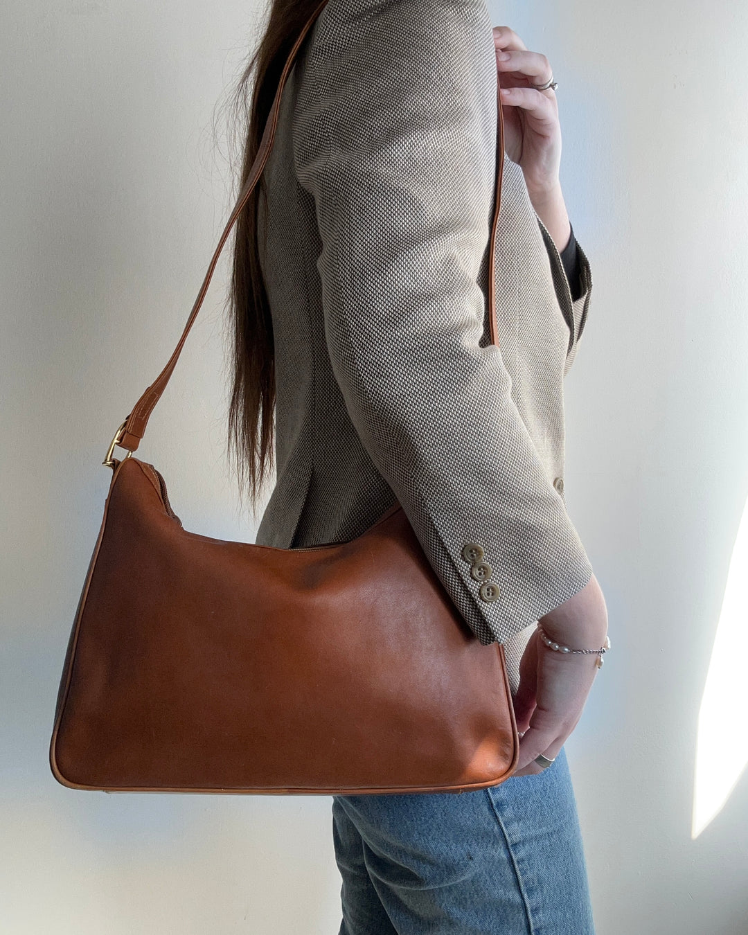 Camel Leather Shoulder Bag