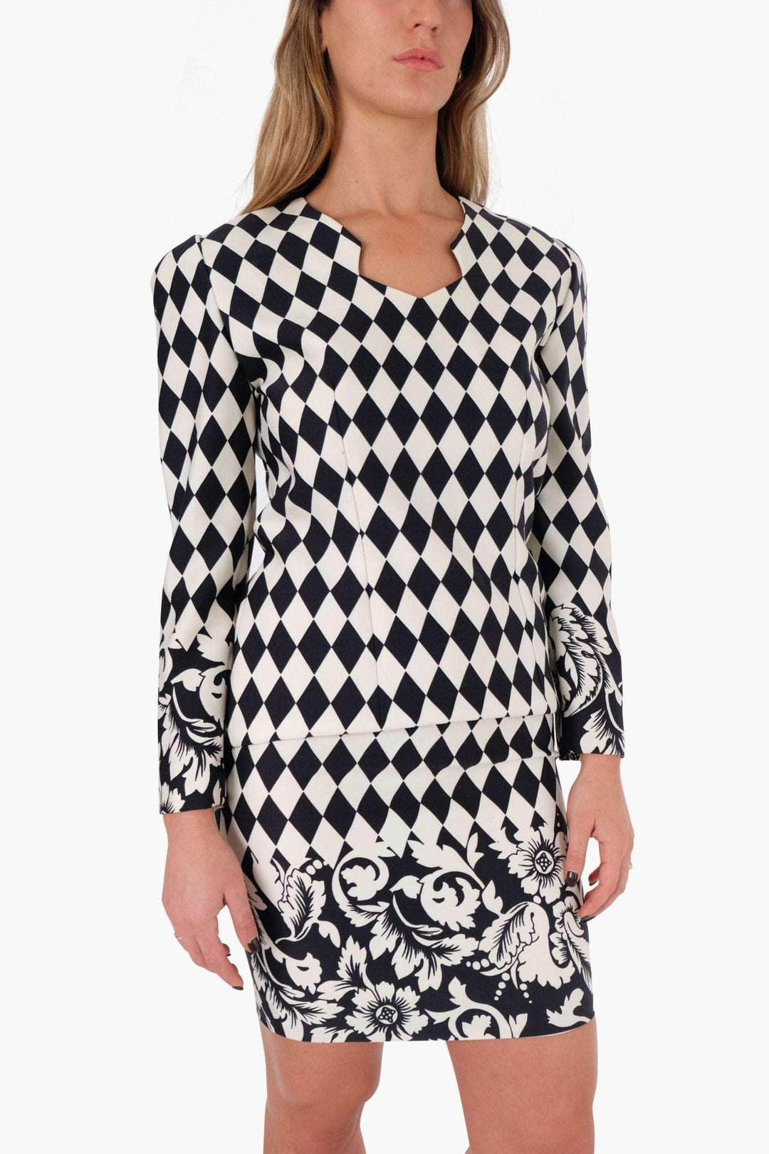 B&W Check Print Dress