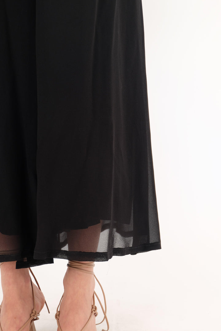 שמלה שחורה ארוכה חרוזים מקדימה - Volver